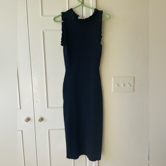 Modern Citizen Madelyn Ruffle Trim Midi Dress Black Womens Size S - Picture 3 of 8